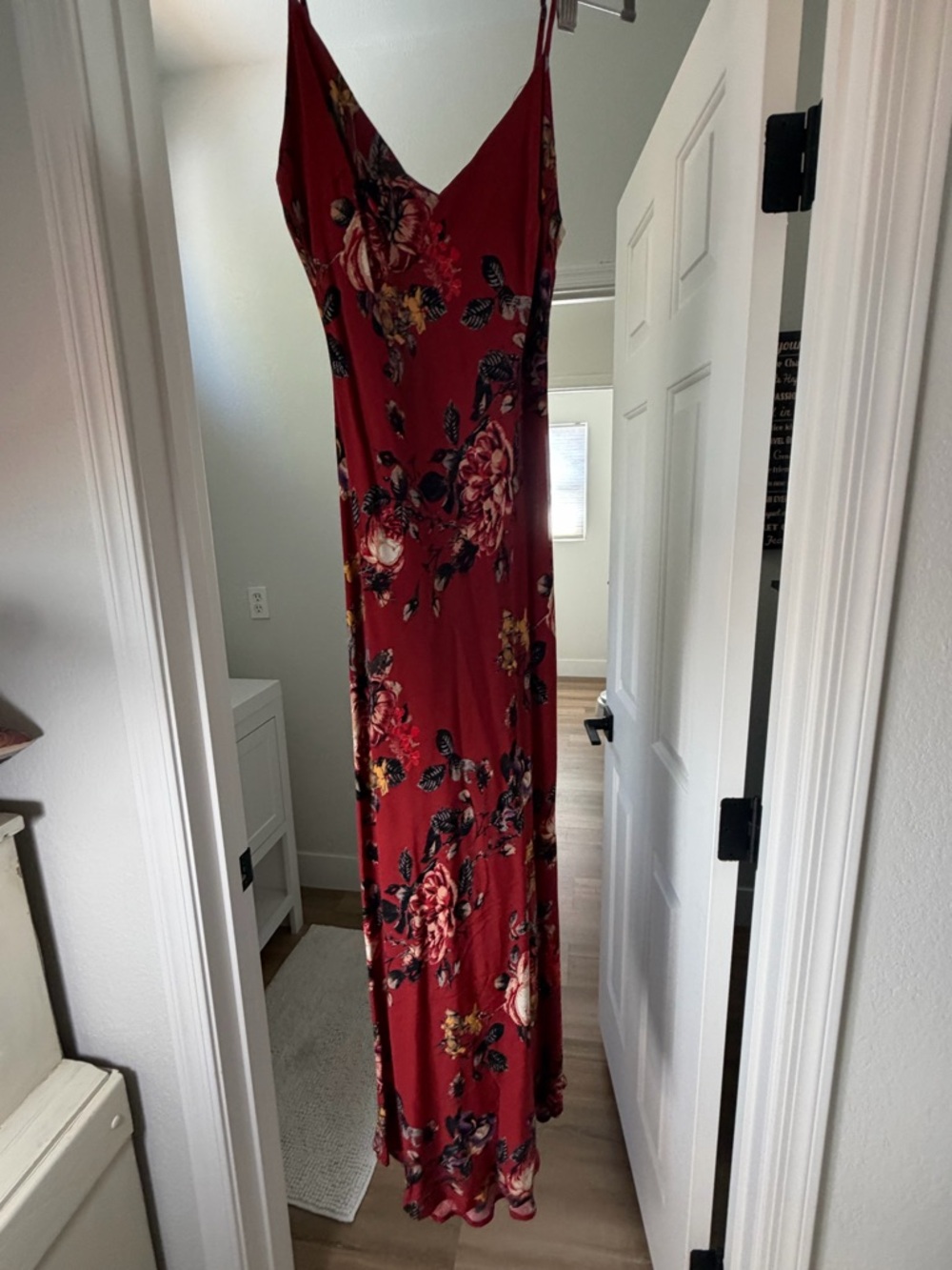 Women’s Red Floral Slip Maxi Dress